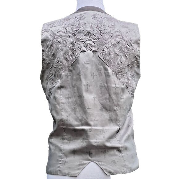 Monarchy Embroidered Silver Grey Vest Back Closure Front Pockets Size S - Picture 2 of 16